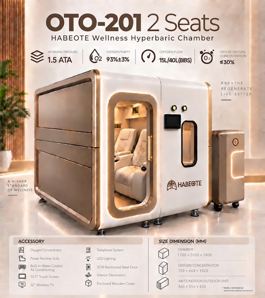 OTO-201 2 Seats Wellness Hyperbaric Chamber: poster spesifikasi Habeote